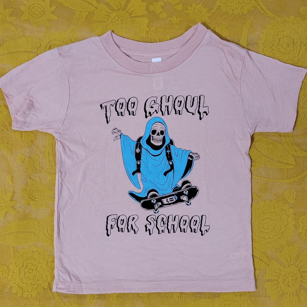 Halloween Theme Tee 'Too Ghoul for School' Reaper Tee 4T